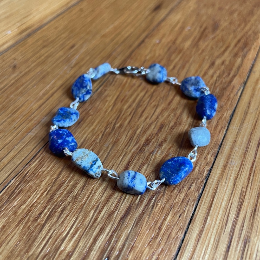 NWOT Artisan Hand Crafted Silver Plated and Lapis Bracelet